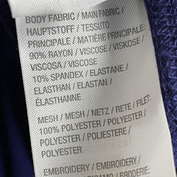 LOGO Lavish by Lori Goldstein‎ Sz XL Blue Embroidered Overlay Tunic Top Fairy - Picture 4 of 5